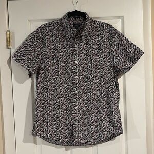 J. Crew Flex Washed Navy‎ Floral Men's Shirt size Large Slim Fit